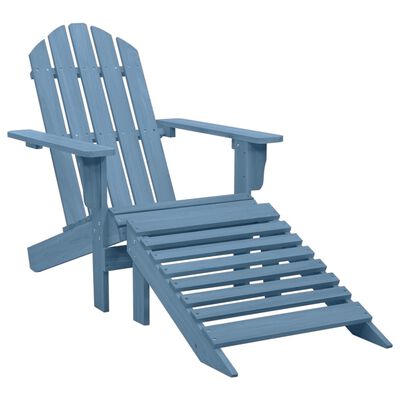 vidaXL Καρέκλα Κήπου Adirondack με Υποπόδιο Μπλε από Ξύλο Ελάτης