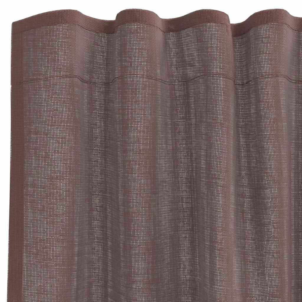 vidaXL Κουρτίνες Voile με τσέπες ράβδου 2 τεμάχια Καφέ