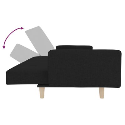 vidaXL Καναπές Κρεβάτι Διθέσιος Μαύρος Υφασμάτινος με Δύο Μαξιλάρια