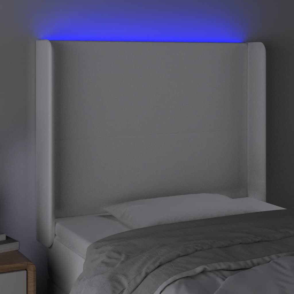 vidaXL Κεφαλάρι Κρεβατιού LED Λευκό 83x16x118/128 εκ.Συνθετ. Δέρμα