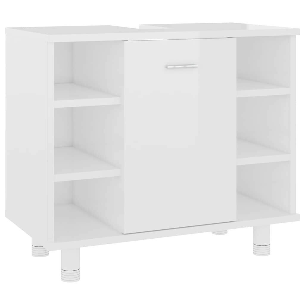 vidaXL Ντουλάπι Νιπτήρα Γυαλιστερό Λευκό 60x32x53,5 εκ. Επεξ. Ξύλο