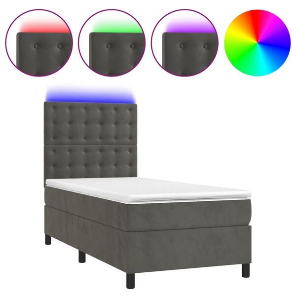 vidaXL &Kappa;&rho;&epsilon;&beta;ά&tau;&iota; Boxspring &mu;&epsilon; &Sigma;&tau;&rho;ώ&mu;&alpha; & LED &Sigma;&kappa;. &Gamma;&kappa;&rho;&iota; 100x200&epsilon;&kappa;. &Beta;&epsilon;&lambda;&omicron;ύ&delta;&iota;&nu;&omicron;