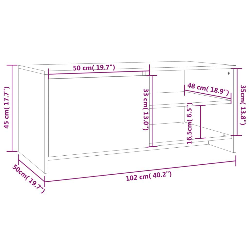 vidaXL Τραπεζάκι Σαλονιού Καπνιστή Δρυς 102x50x45 εκ. Επεξεργ. Ξύλο