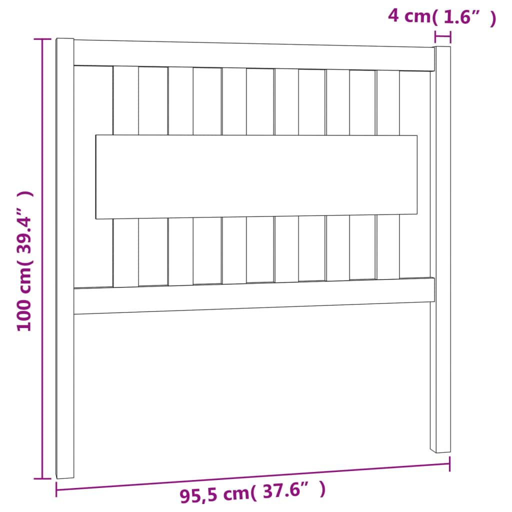 vidaXL Κεφαλάρι Κρεβατιού Γκρι 95,5 x 4 x 100 εκ από Μασίφ Ξύλο Πεύκου
