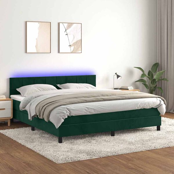 vidaXL &Kappa;&rho;&epsilon;&beta;ά&tau;&iota; Boxspring &mu;&epsilon; &Sigma;&tau;&rho;ώ&mu;&alpha; & LED &Sigma;&kappa;. &Pi;&rho;ά&sigma;&iota;&nu;&omicron; 160x200&epsilon;&kappa; &Beta;&epsilon;&lambda;&omicron;ύ&delta;&omicron;