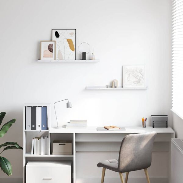 vidaXL &Rho;ά&phi;&iota; &Tau;&omicron;ί&chi;&omicron;&upsilon; &mu;&epsilon; &rho;ά&phi;&iota; &Epsilon;&pi;&iota;&tau;&omicron;ί&chi;&iota;&omicron; 2 pcs &Lambda;&epsilon;&upsilon;&kappa;ό &Mu;ά&rho;&mu;&alpha;&rho;&omicron; 80 x 9 x 3 cm