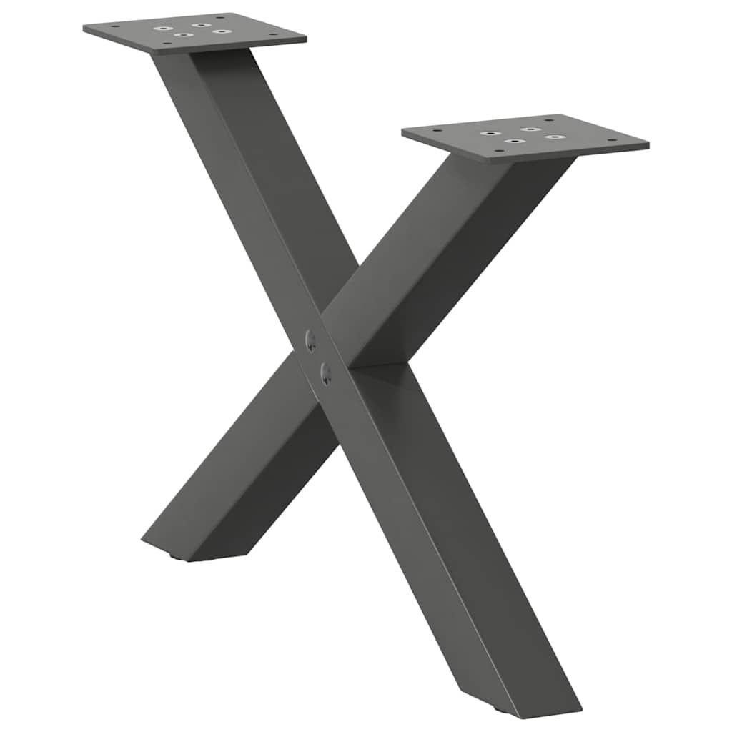 vidaXL Πόδια Τραπεζιού Σαλονιού σε Σχήμα Χ, 2 τεμ. Ανθρακί 50x(30-31) εκ. Ατσάλι