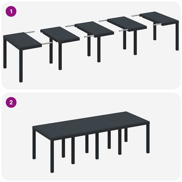 vidaXL Σέτ φαγητού για κήπο 11 pcs Ανθρακί Rattan Polt