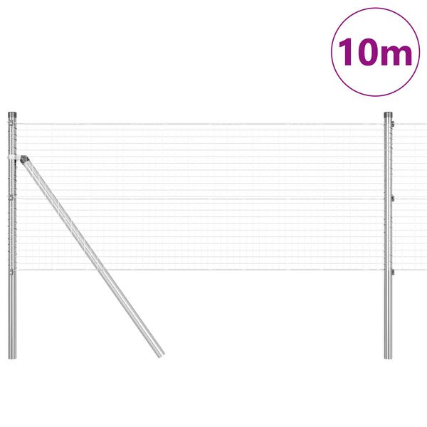 vidaXL Φράχτης με Στήλες. Ασημί 0.8 x 10 m Ατσάλι