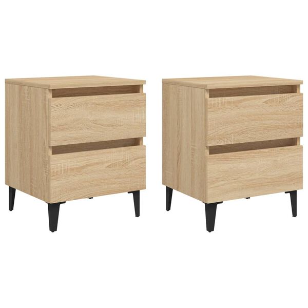 vidaXL Κομοδίνα 2 τεμ. Sonoma Δρυς 40 x 35 x 50 εκ. από Επεξ. Ξύλο