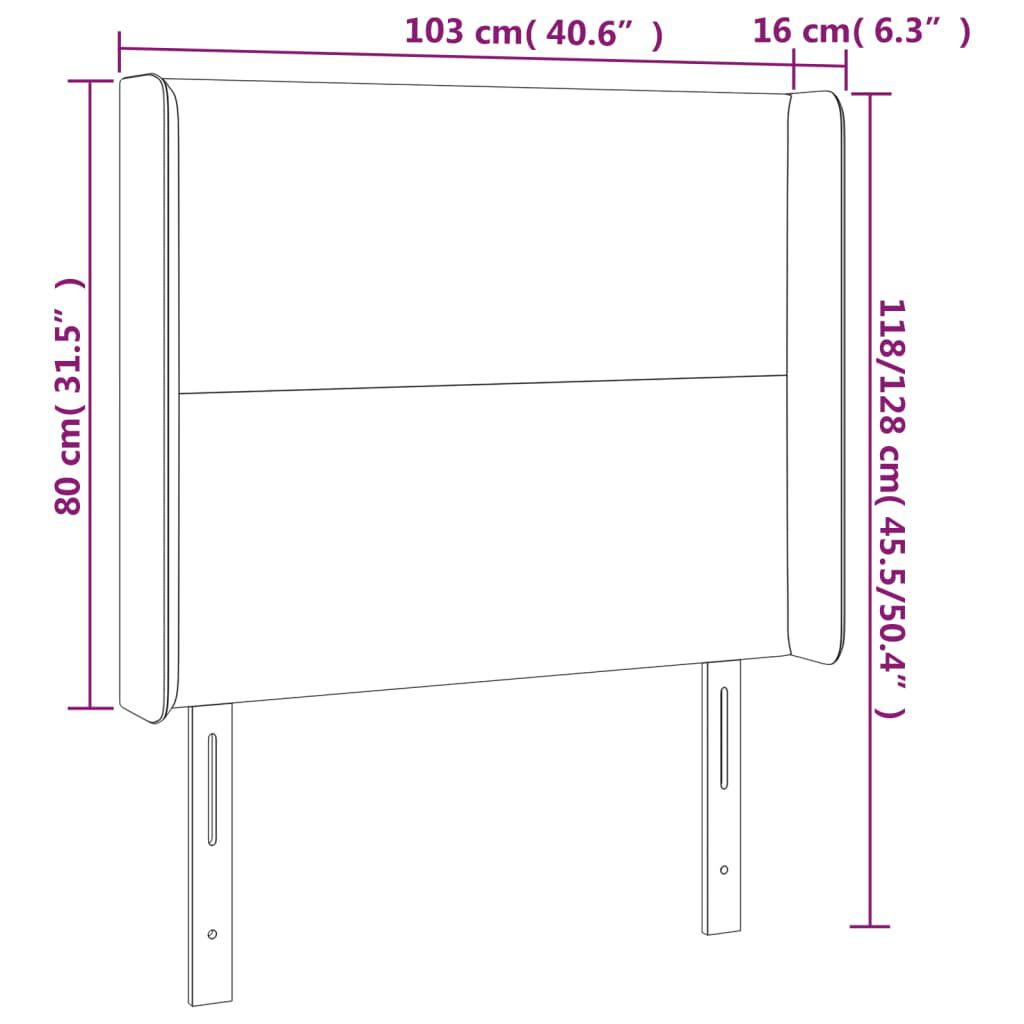 vidaXL Κεφαλάρι με Πτερύγια Σκούρο Γκρι 103x16x118/128 εκ.Βελούδινο