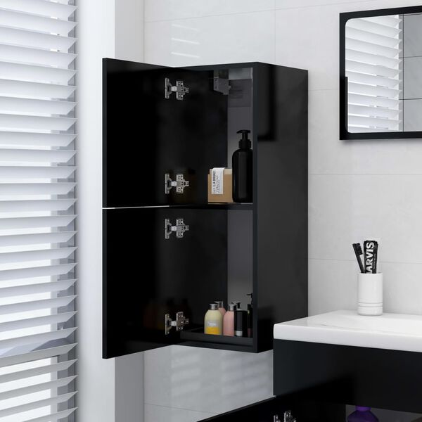 vidaXL Ντουλάπι Μπάνιου Μαύρο 30 x 30 x 80 εκ. από Επεξ. Ξύλο