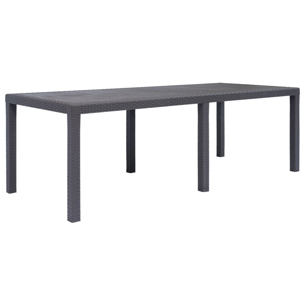 vidaXL Τραπέζι Κήπου Καφέ με Εμφάνιση Ρατάν 220x90x72 εκ. Πλαστικό