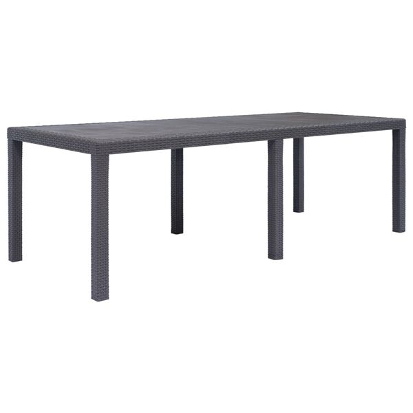vidaXL Τραπέζι Κήπου Καφέ με Εμφάνιση Ρατάν 220x90x72 εκ. Πλαστικό