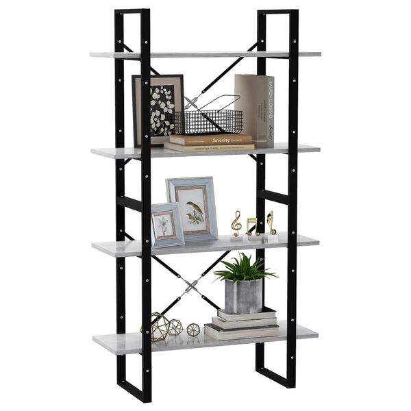 vidaXL Βιβλιοθήκη με 4 Ράφια Γκρι Σκυρ. 80x30x140 εκ. από Επεξ. Ξύλο