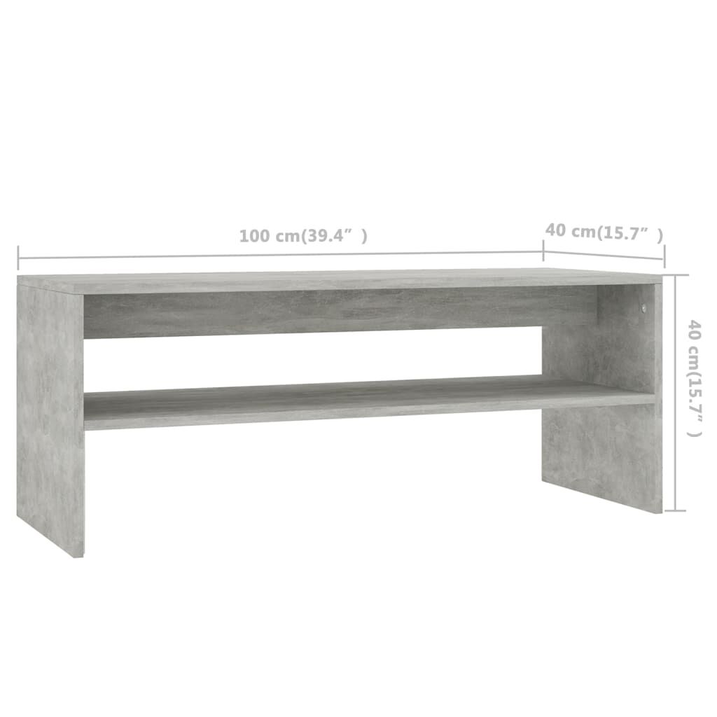 vidaXL Τραπεζάκι Σαλονιού Γκρι Σκυροδέματος 100x40x40 εκ. Επεξ. Ξύλο