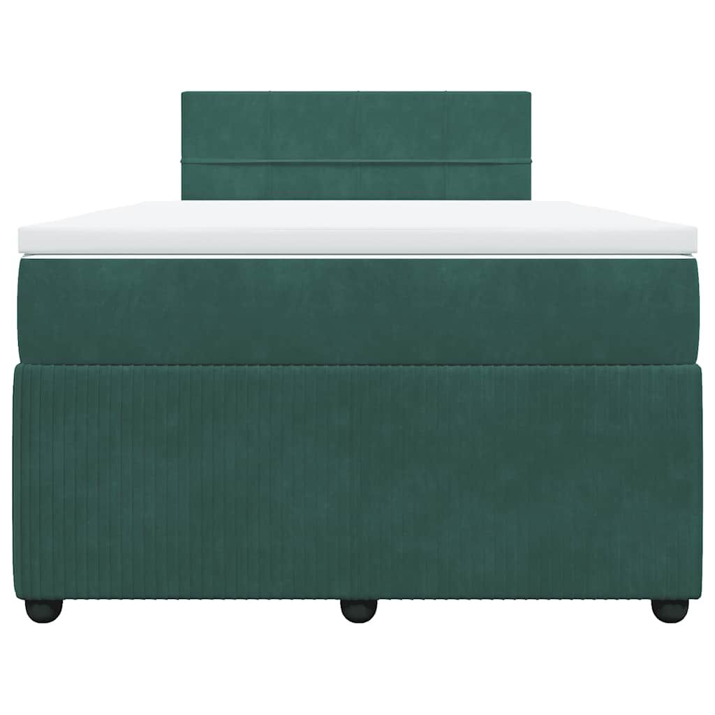 vidaXL Κρεβάτι Boxspring με Στρώμα Σκούρο Πράσινο 120x190εκ. Βελούδινο