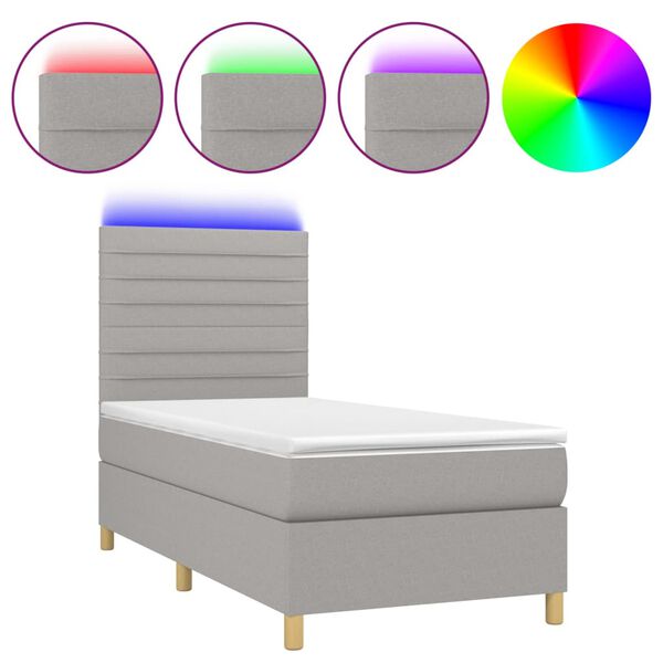 vidaXL &Kappa;&rho;&epsilon;&beta;ά&tau;&iota; Boxspring &mu;&epsilon; &Sigma;&tau;&rho;ώ&mu;&alpha; & LED &Alpha;&nu;.&Gamma;&kappa;&rho;&iota; 90x190 &epsilon;&kappa;. &Upsilon;&phi;&alpha;&sigma;&mu;ά&tau;&iota;&nu;&omicron;