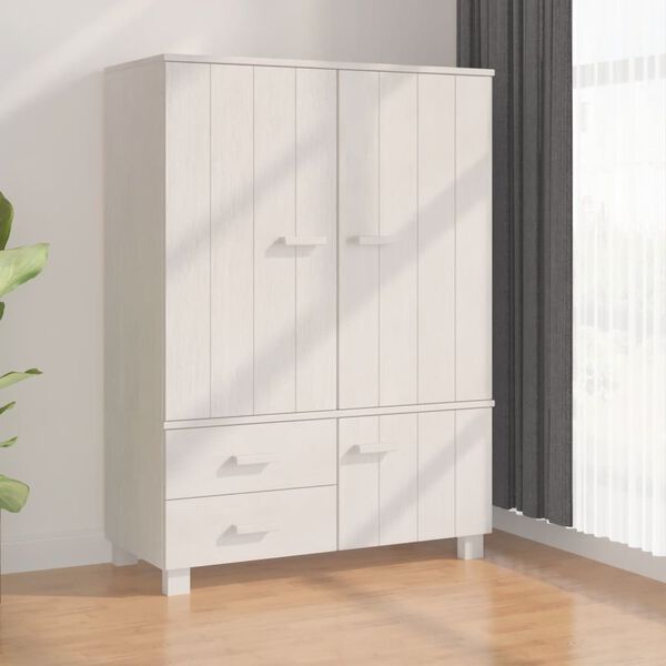 vidaXL Ντουλάπα HAMAR Λευκή 99 x 45 x 137εκ. από Μασίφ Ξύλο Πεύκου