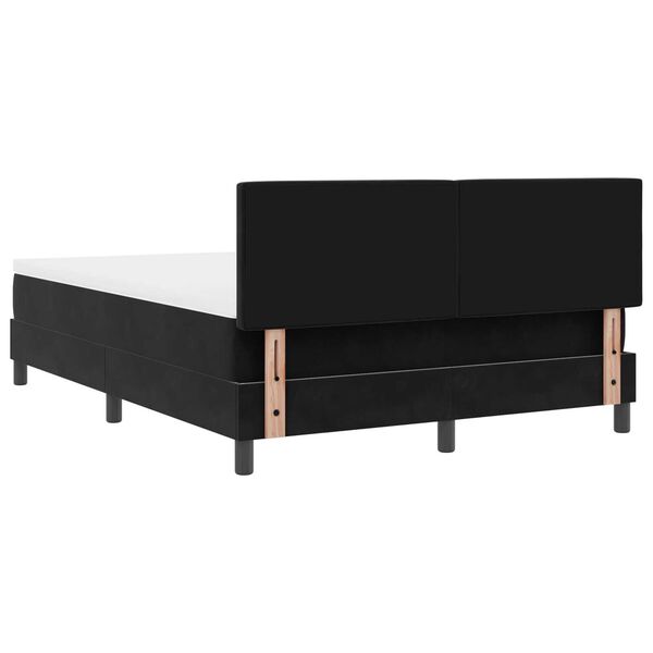 vidaXL Κρεβάτι Box Spring με Στρώμα & LED Μαύρο 160x200 εκ. Βελούδο