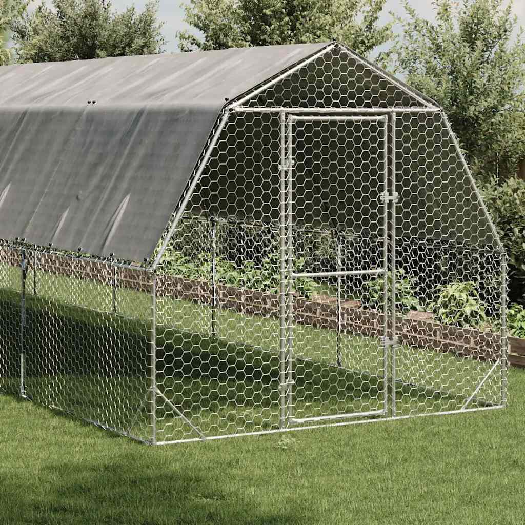 vidaXL Τρέξιμο για κοτόπουλα με οροφή 2,5x12x2,25 μ. από Γαλβ. Χάλυβα