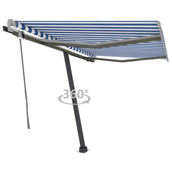 vidaXL Τέντα Αυτόματη Ανεξάρτητη Μπλε/Λευκό 300 x 250 εκ.