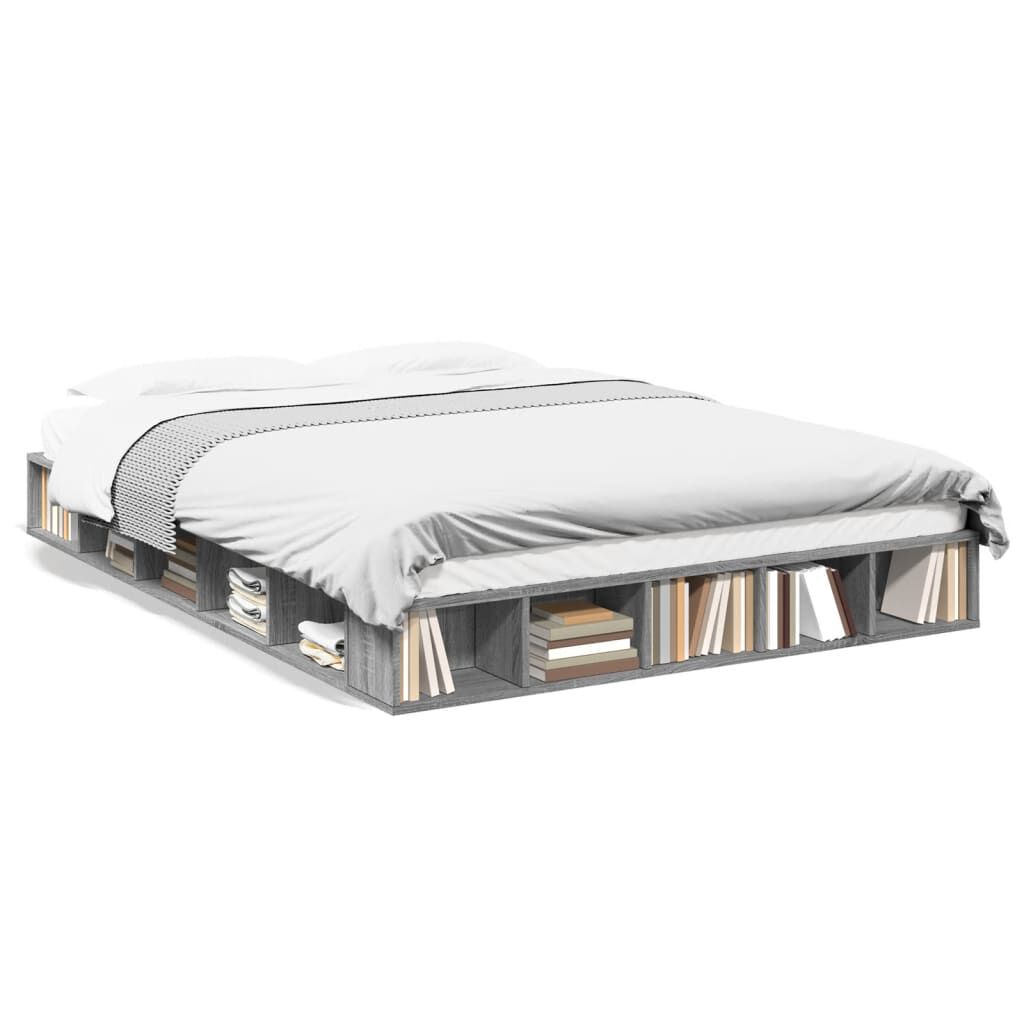 vidaXL Πλαίσιο Κρεβατιού Γκρι Sonoma 150x200 εκ. Επεξεργασμένο Ξύλο