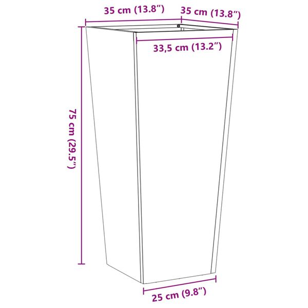 vidaXL Ζαρντινιέρα Κήπου 35x35x75 εκ. από Γαλβανισμένο Χάλυβα