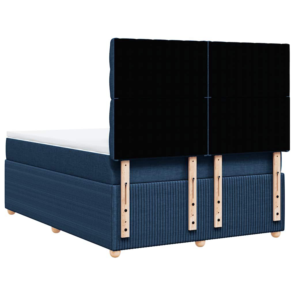 vidaXL Κρεβάτι Boxspring με Στρώμα Μπλε 160x200 εκ. Υφασμάτινο