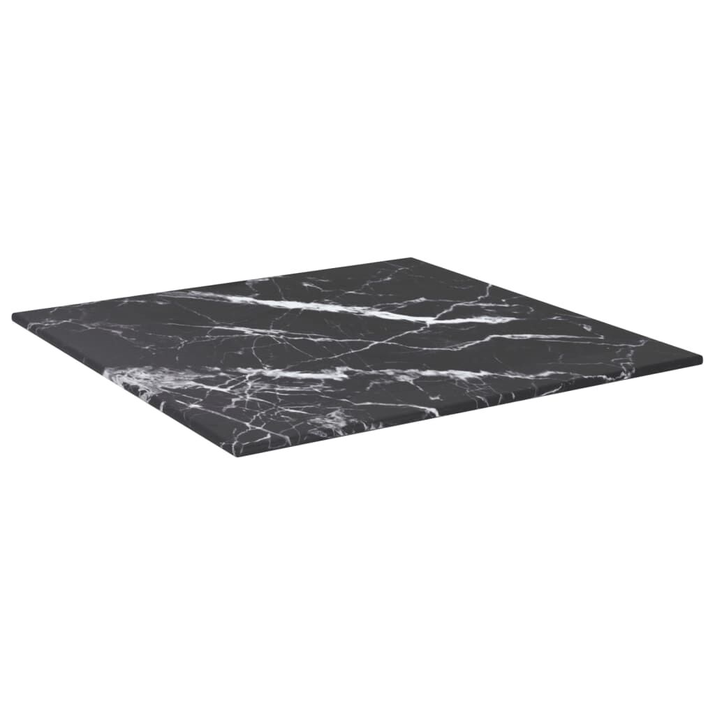 vidaXL Επιφάνεια Τραπεζιού Μαύρη 40x40εκ 6 χιλ Ψημ. Γυαλί Μαρμ. Σχέδιο