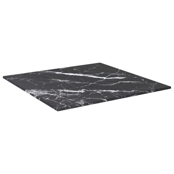 vidaXL Επιφάνεια Τραπεζιού Μαύρη 40x40εκ 6 χιλ Ψημ. Γυαλί Μαρμ. Σχέδιο
