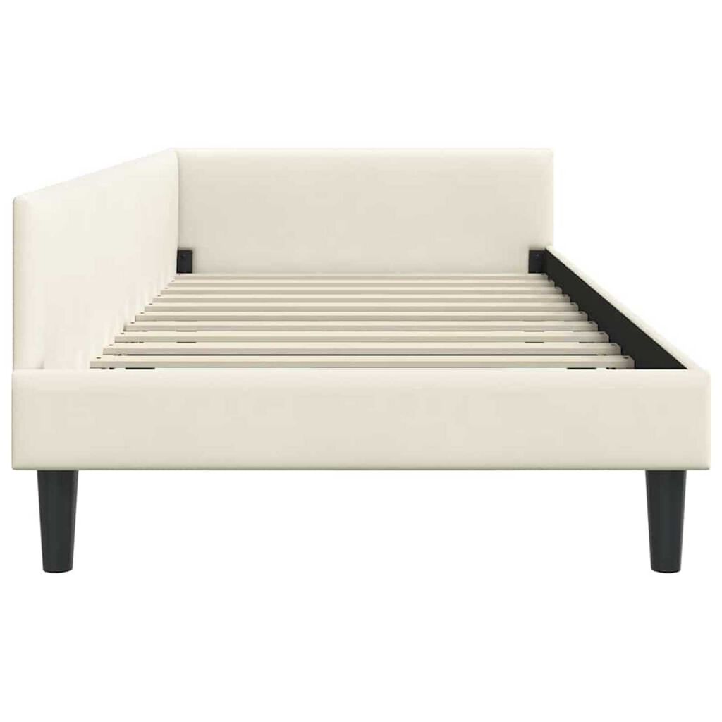 vidaXL Πλαϊνό Κρεβάτι Κρεμ 90 x 190 cm Βελούδο και Στιβαρή ξυλεία