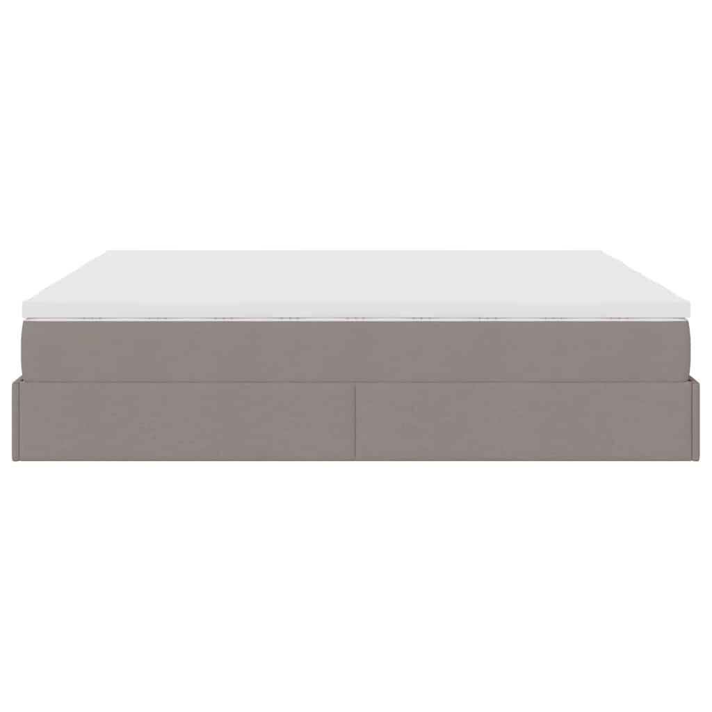 vidaXL Οθωμανικό κρεβάτι με στρώματα Taupe 200x200cm ύφασμα