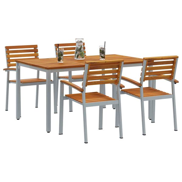 vidaXL Σέτ φαγητού για κήπο 5 pcs Γκρι και καφέ 150 x 90 x 75 cm