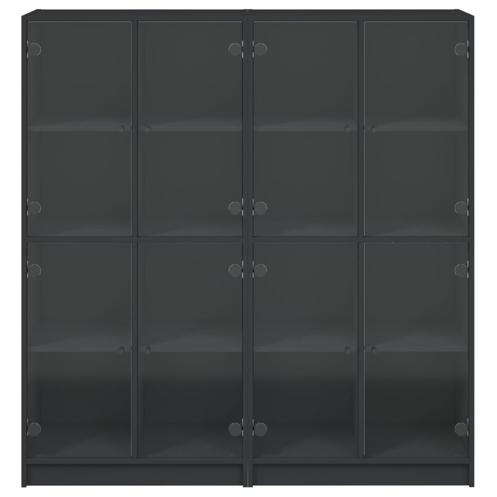 vidaXL Βιβλιοθήκη με Πόρτες Μαύρη 136x37x142 εκ. Επεξ. Ξύλο