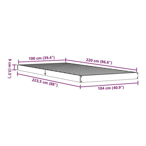 vidaXL Κρεβάτι Δαπέδου Λευκό 100x220 εκ. Μασίφ Ξύλο Πευκό