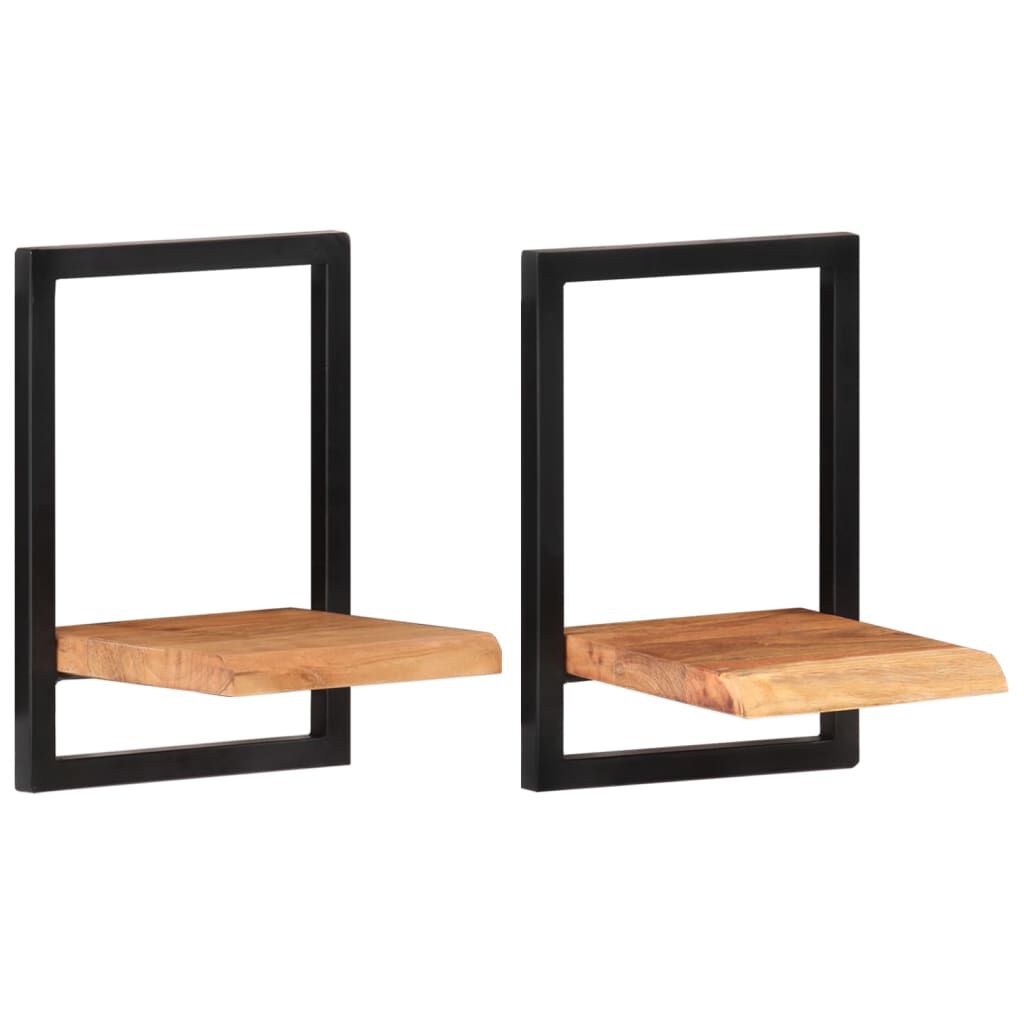 vidaXL Ράφια Τοίχου 2 Τεμ. 25x25x35 εκ. Μασίφ Ξύλο Ακακίας & Ατσάλι