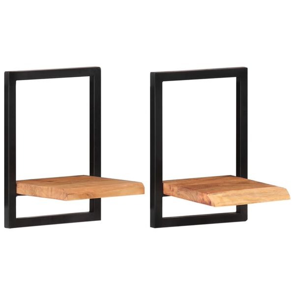 vidaXL Ράφια Τοίχου 2 Τεμ. 25x25x35 εκ. Μασίφ Ξύλο Ακακίας & Ατσάλι