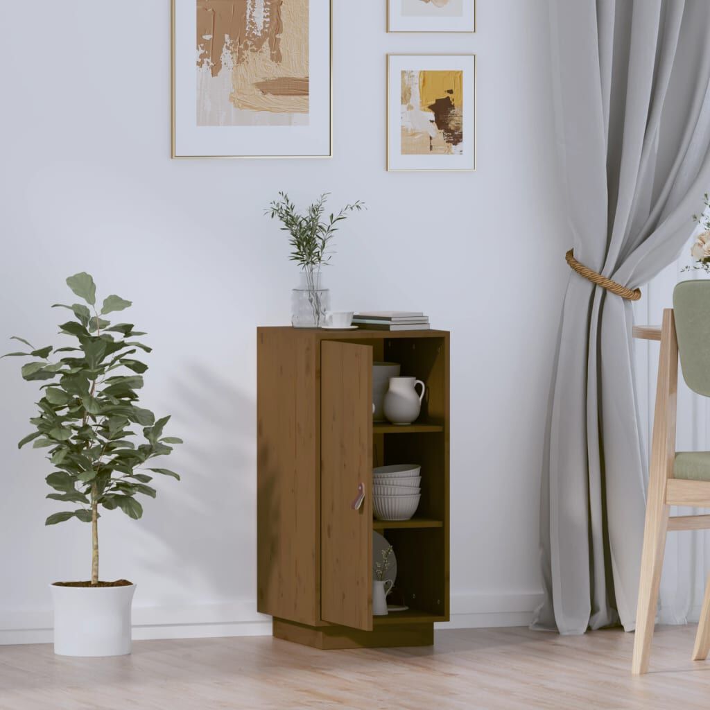 vidaXL Μπουφές Καφέ Μελί 34x40x75 εκ. από Μασίφ Ξύλο Πεύκου