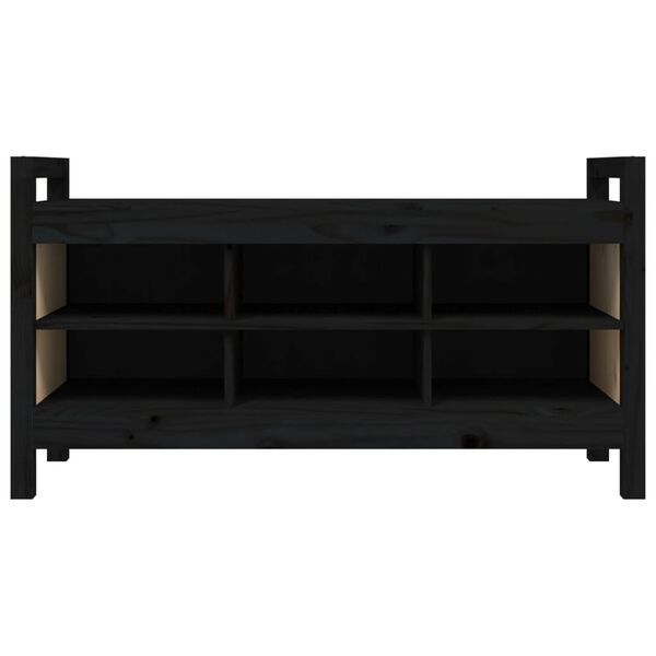 vidaXL Παγκάκι Χολ Μαύρο 110x40x60 εκ. από Μασίφ Ξύλο Πεύκου