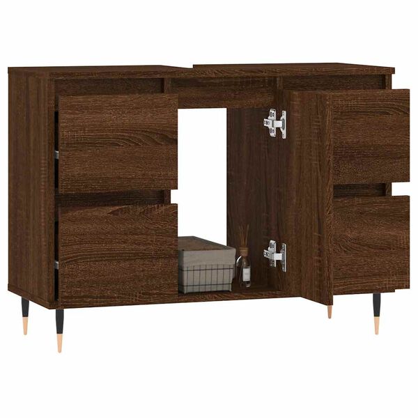 vidaXL Ντουλάπι Μπάνιου Καφέ Δρυς 80 x 33 x 60 εκ. Επεξεργασμένο Ξύλο