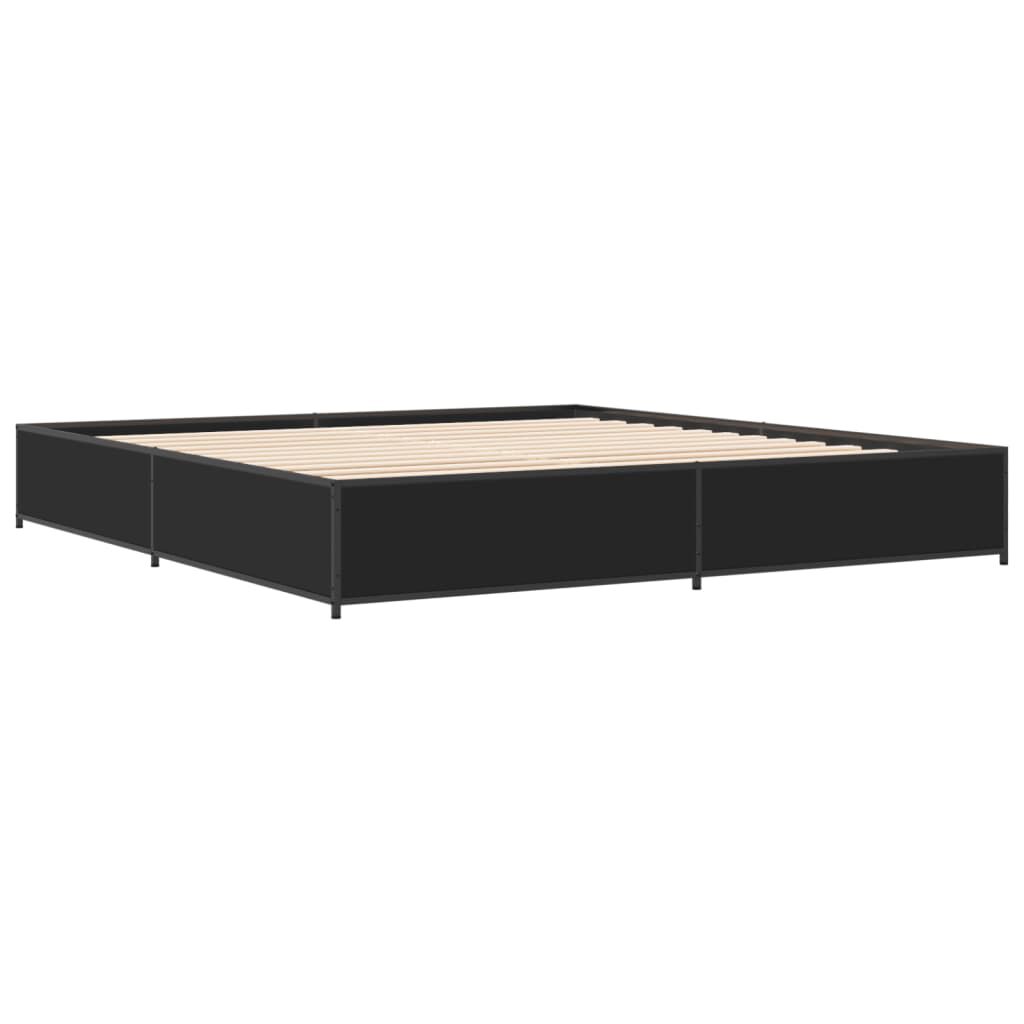 vidaXL Πλαίσιο Κρεβατιού Μαύρο 160 x 200 εκ. Επεξ. Ξύλο & Μέταλλο
