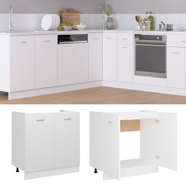 vidaXL Ντουλάπι Νεροχύτη Lyon Λευκό 80x46x81,5 εκ. Επεξ. Ξύλο