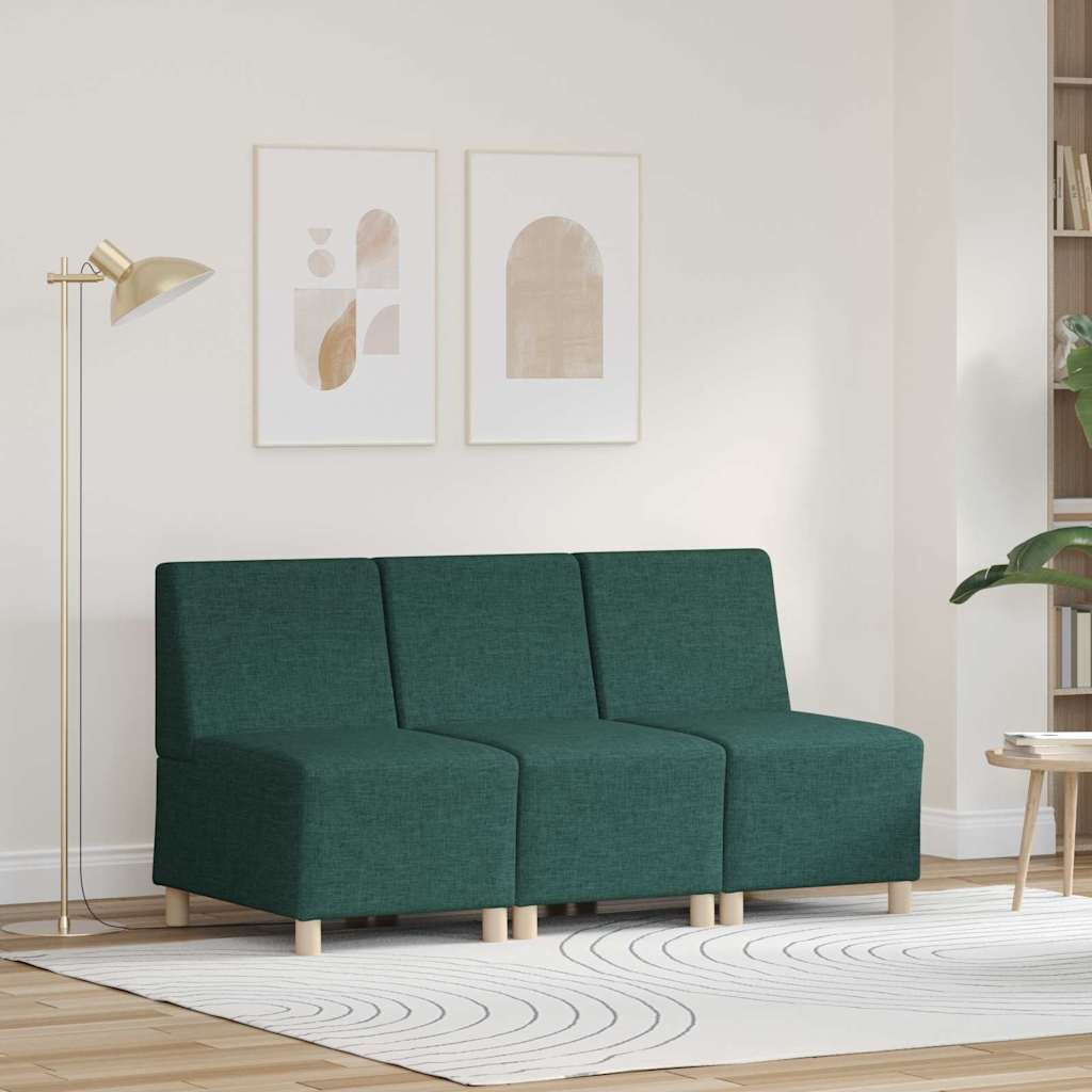 vidaXL Μοναδικός Καναπές χωρίς Χερούλια 3 pcs Σκούρο πράσινο