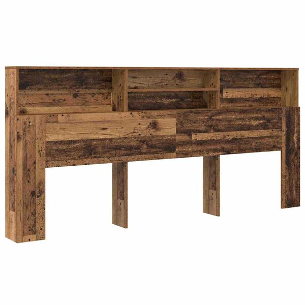 vidaXL Κρεβάτι με Κεφαλάρι με ράφι Παλαιό ξύλο 220 x 19 x 101.5 εκ