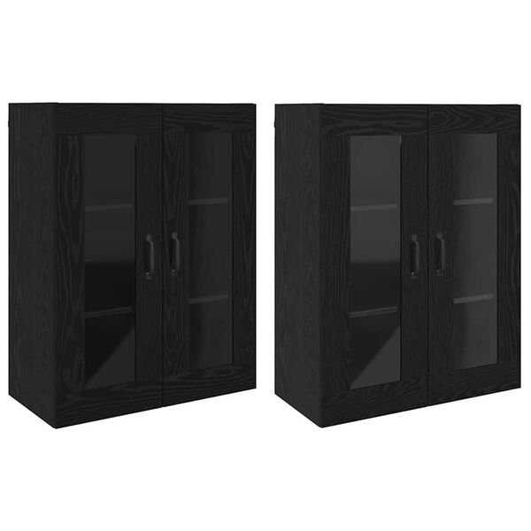 vidaXL Ντουλάπια Τοίχου 2 pcs Μαύρη δρυς 69.5 x 34 x 90 εκ.