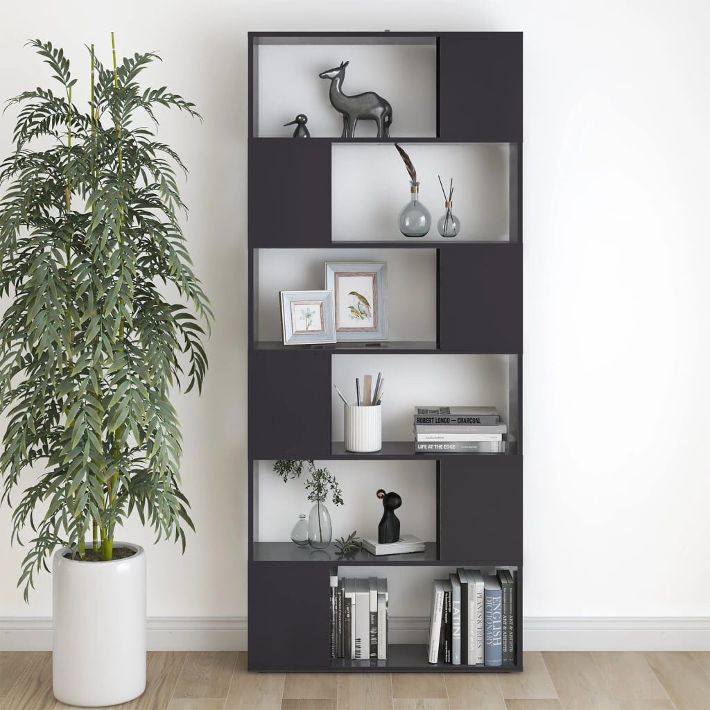 vidaXL Βιβλιοθήκη/Διαχωριστικό Χώρου Γκρι 80x24x186 εκ. Μοριοσανίδα