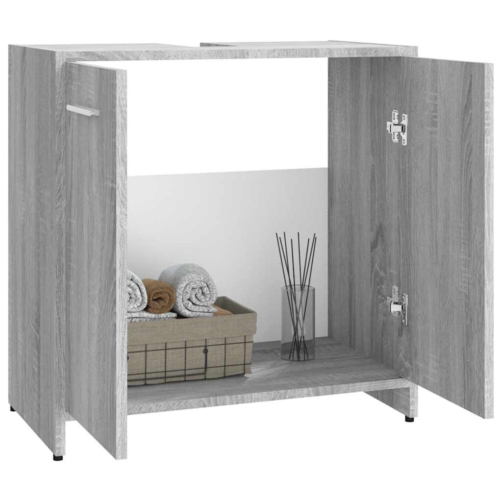 vidaXL Ντουλάπι Μπάνιου Γκρι Sonoma 60x33x60 εκ. Επεξεργασμένο Ξύλο