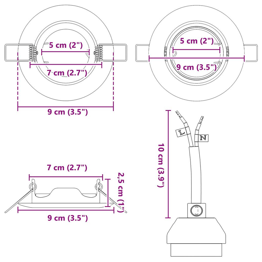 vidaXL Κρυφά Φώτα 6 τμχ Στρογγυλά GU10 Ορείχαλκος Ø90 mm Ατσάλι