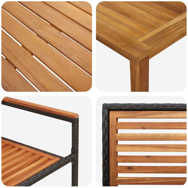 vidaXL Σετ Τραπεζαρίας Κήπου 7 pcs Μαύρο 140 x 80 x 74 cm